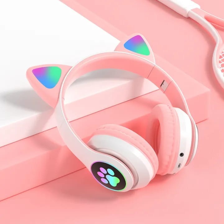 Cat Ear RGB LED ওয়্যারলেস হেডফোন (ফোল্ডেবল)